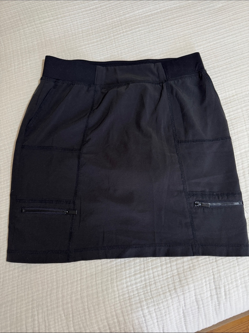 Chico's Black Stretch Skort with Front Zip Pockets